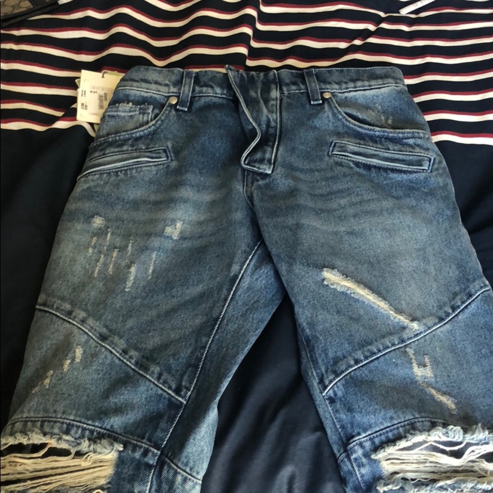 Balmain distressed acid wash jeans